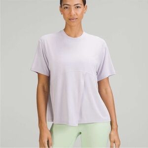 Lululemon Modal-Silk Blend Tie-Front Yoga T-Shirt in faint lavender NWT